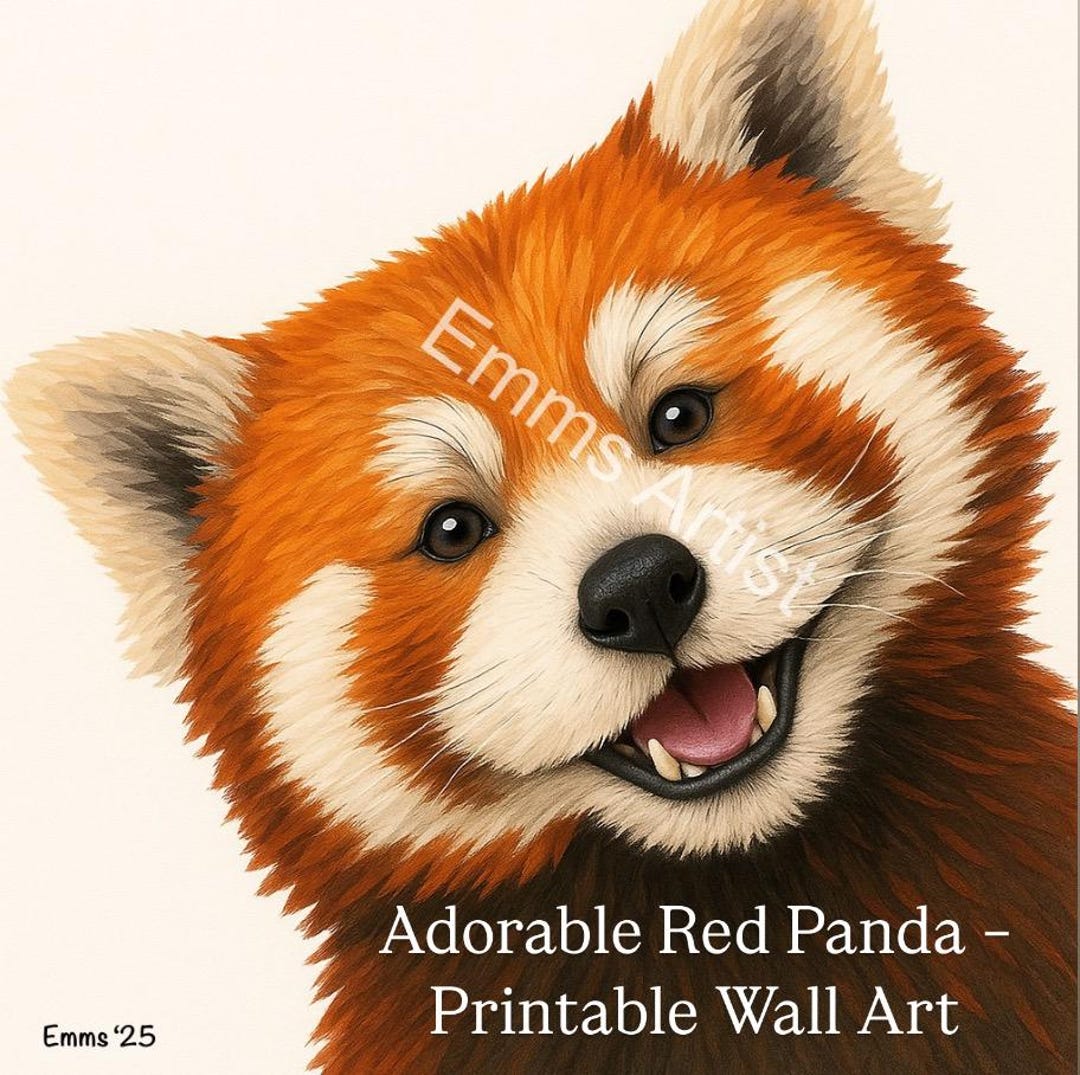 レッサーパンダの保育園アート | 森の動物プリント（デジタル