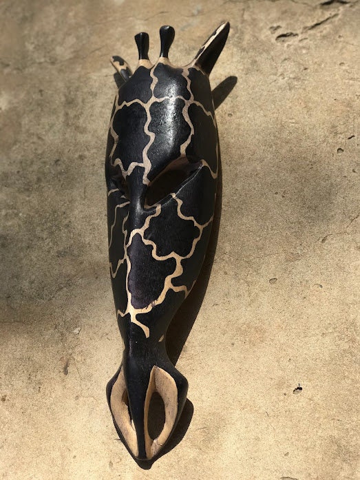 Genuine African Giraffe Wall Mask. Hand Carved in Gambia Beautiful