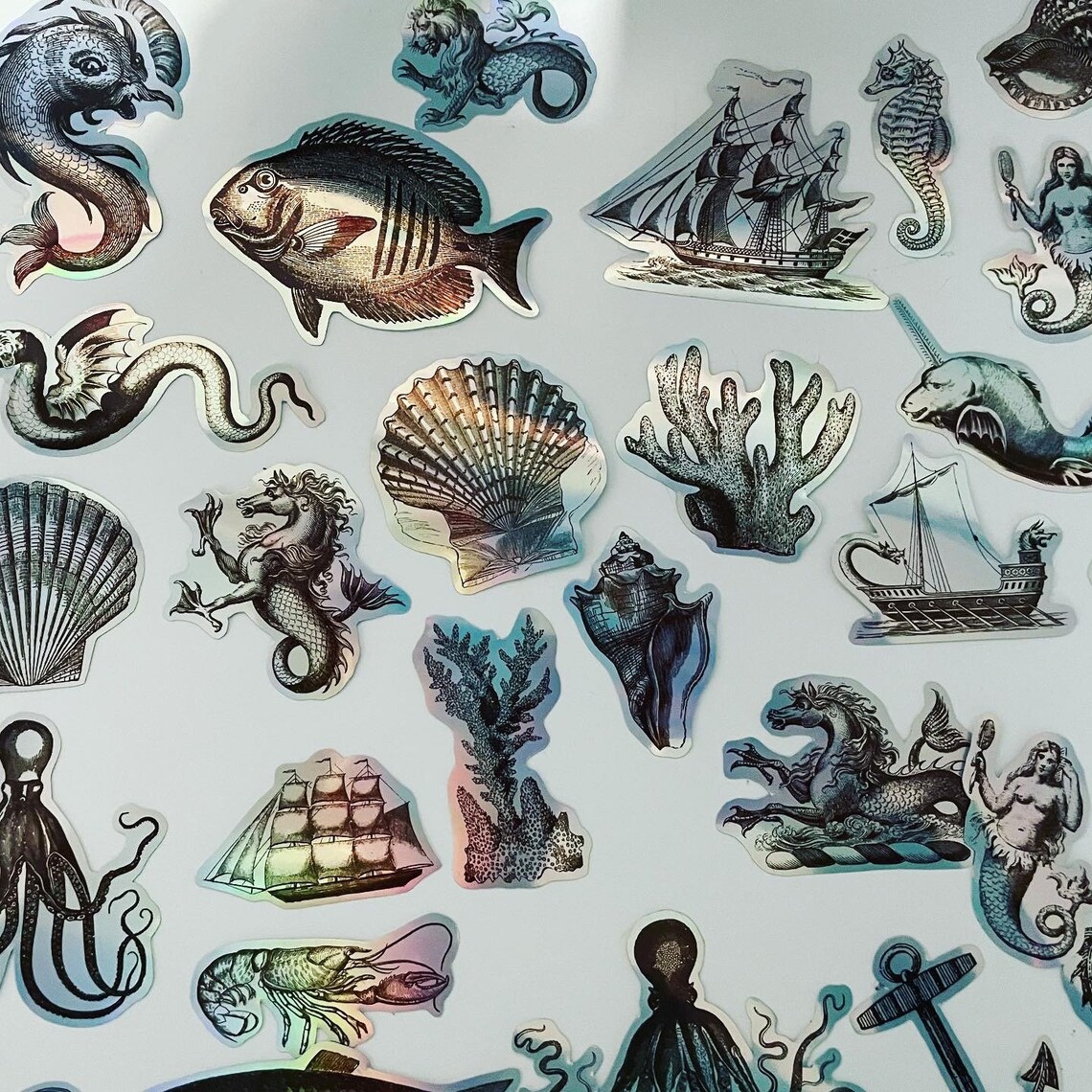 Sea creature legend holographic vinyl sticker pack Etsy