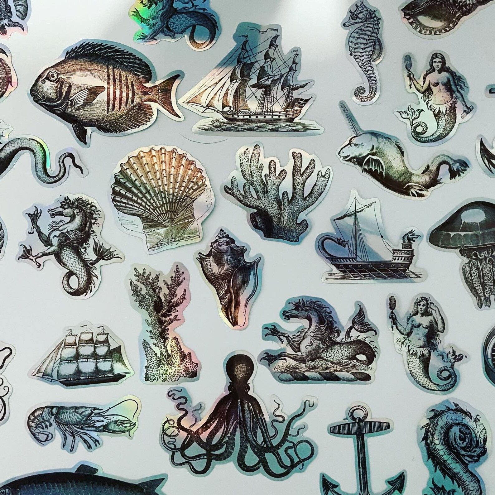 Sea creature legend holographic vinyl sticker pack Etsy