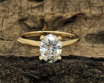 Diamond Ring 14k Yellow Gold Lab Created Diamond Engagement ring Wedding/Anniversary Handmade Engagement Diamond Ring