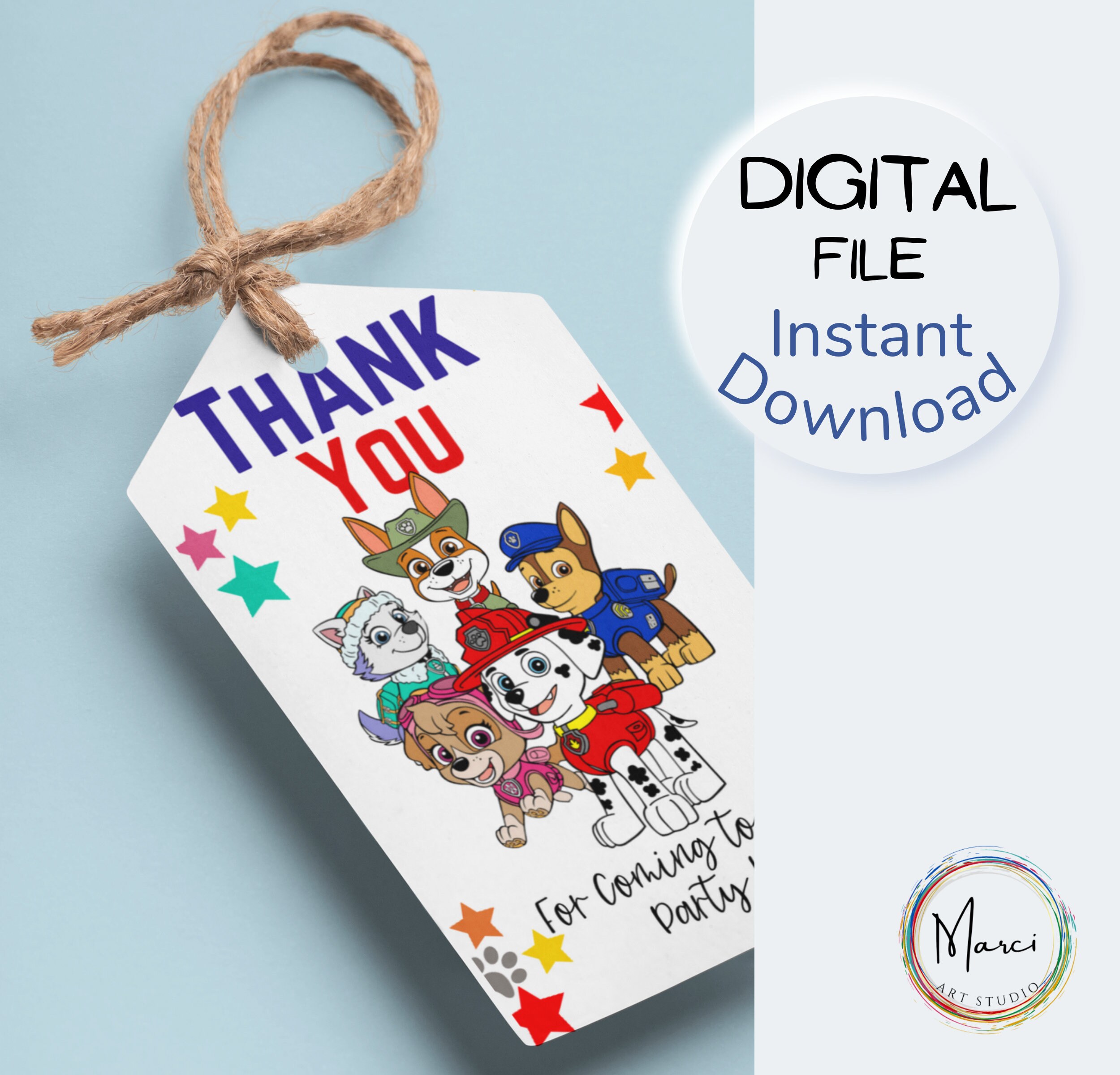 Paw Patrol Thank You Stickers - Etsy