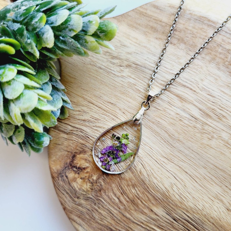 July Birth Flower Necklace Larkspur Flower Handmade Birth Etsy