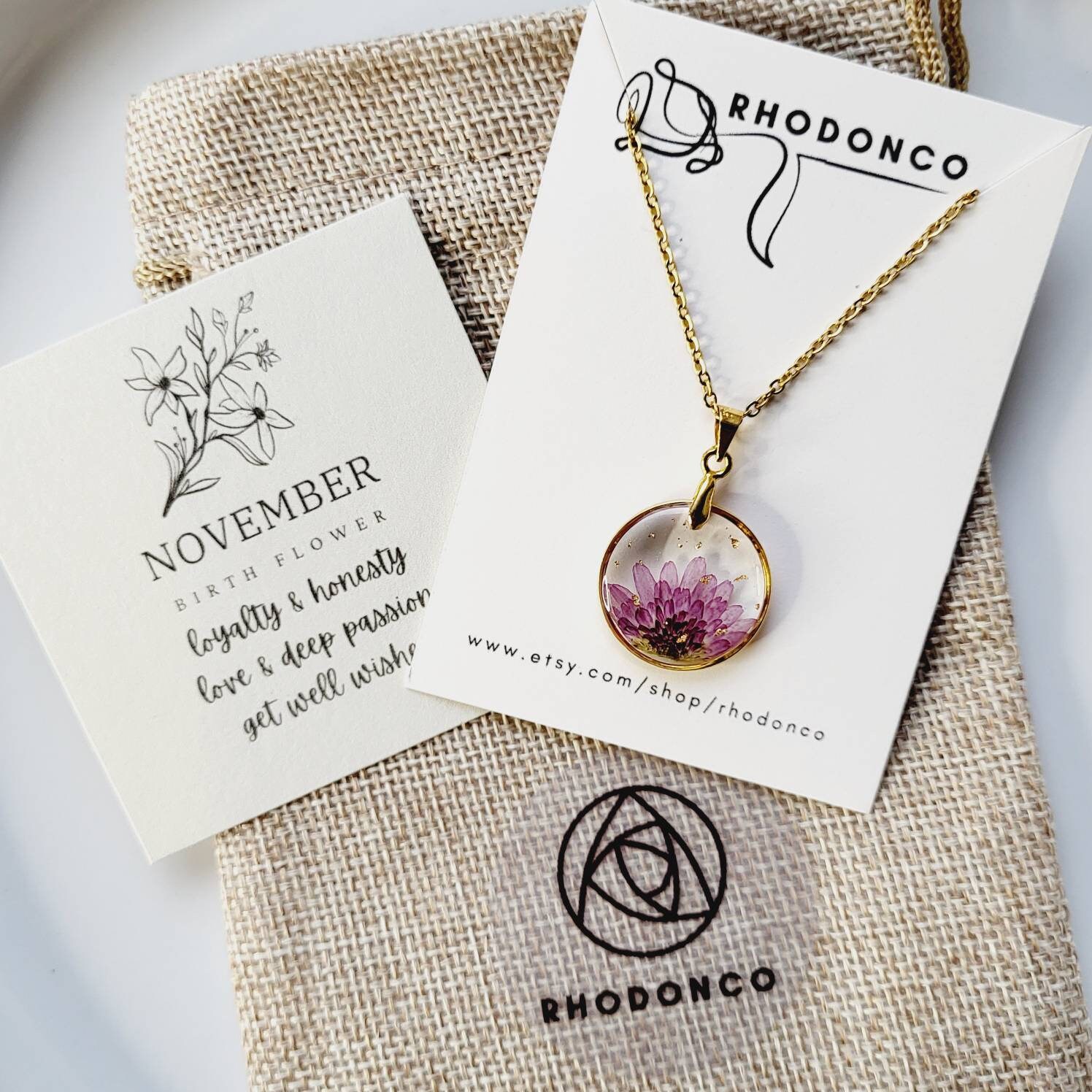 November birth flower necklace Clearance