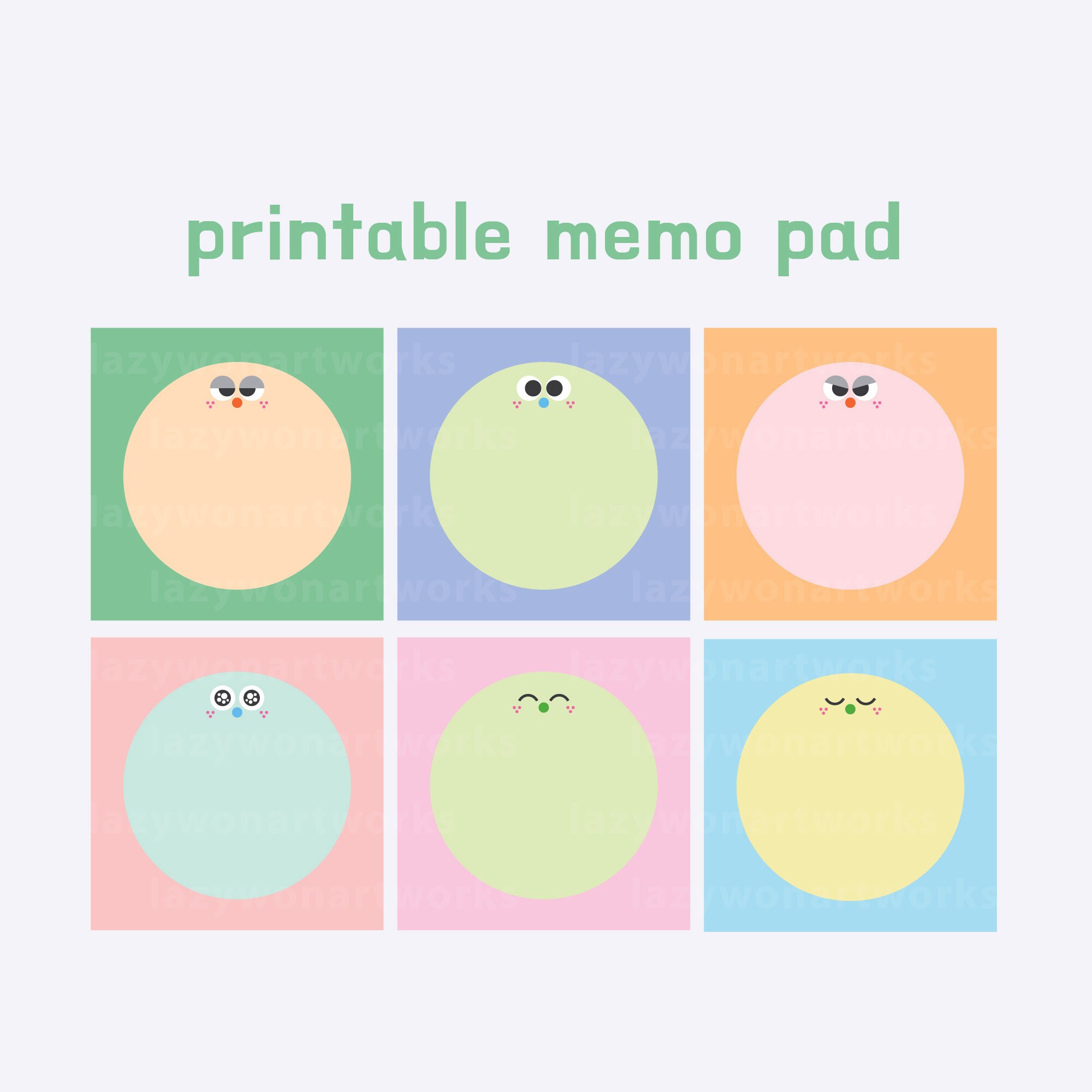 Cute memo pad character notepad stickers printable 6 Etsy