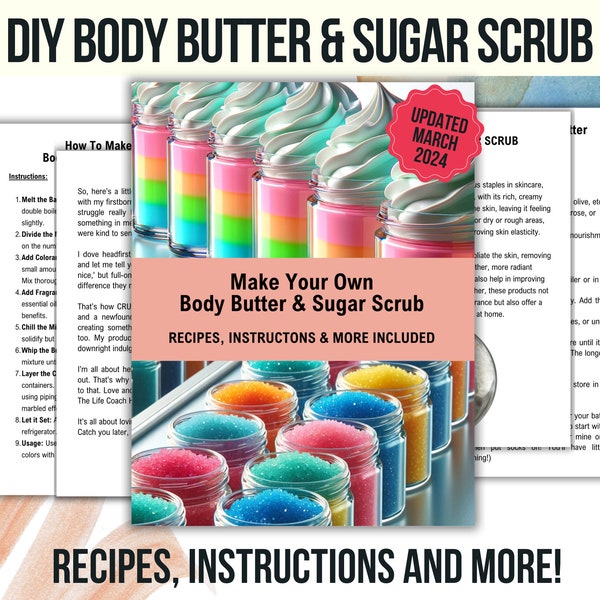 DIY Body Butter, DIY Sugar Scrub, Whipped Body Butter Recipe, Whipped Sugar Scrub Recipe, DIY Skincare