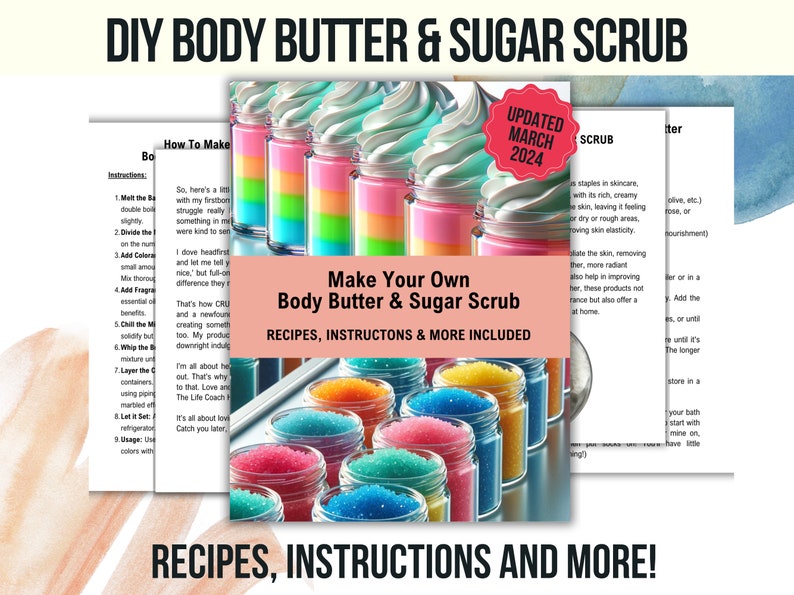 DIY Body Butter, DIY Sugar Scrub, Whipped Body Butter Recipe, Whipped Sugar Scrub Recipe, DIY Skincare image 1