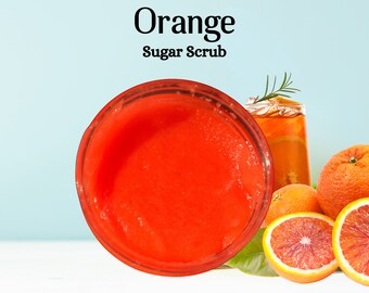 Natural Orange Sugar Scrub, Orange Body Scrub, Handmade Body Polish, Sugar Scrub with Honey, Moisturzing Scrub, Exfoliating Body Polish