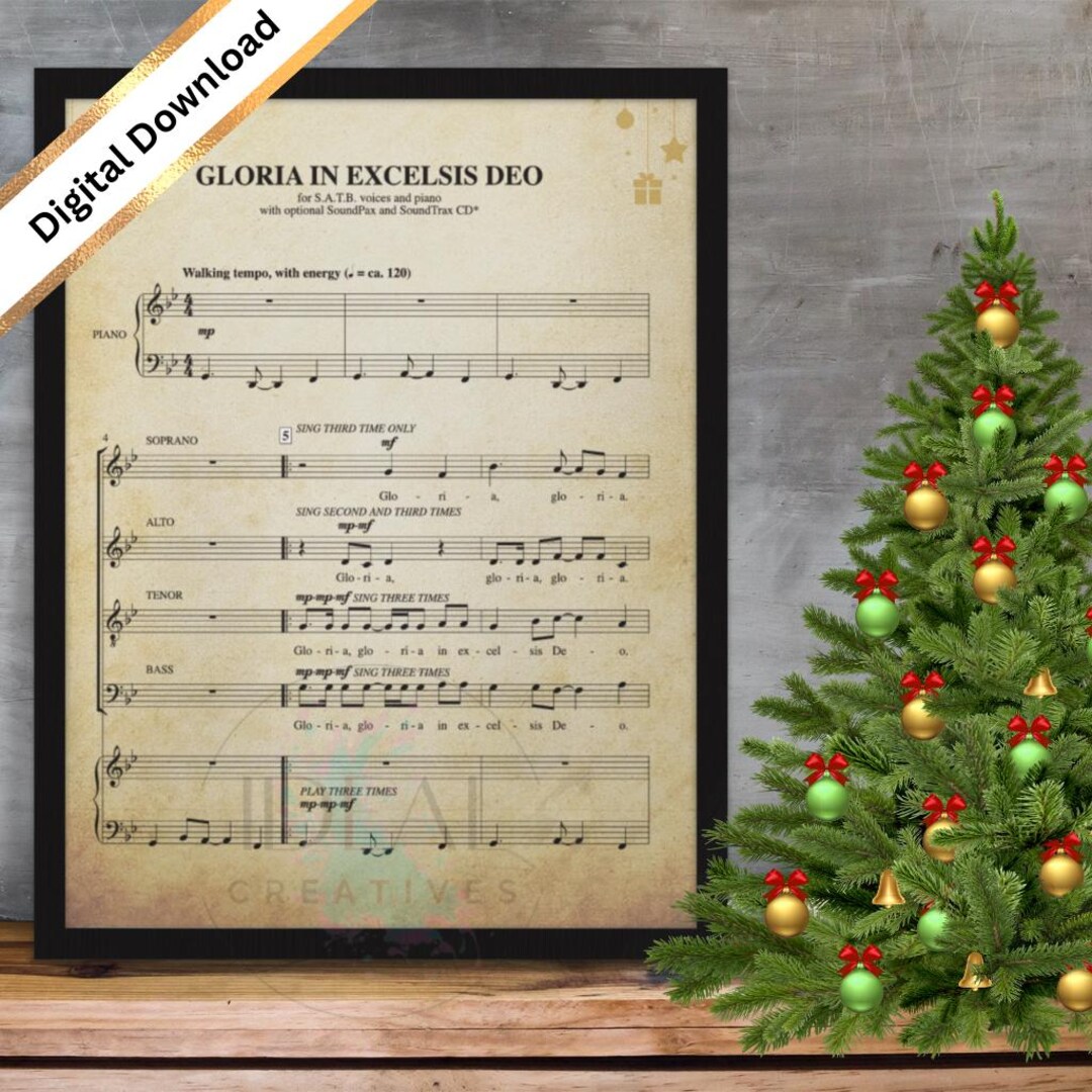Gloria in Excelsis Deo Printable Vintage Christmas Hymn Carol Sheet Music WALL DECOR - Etsy
