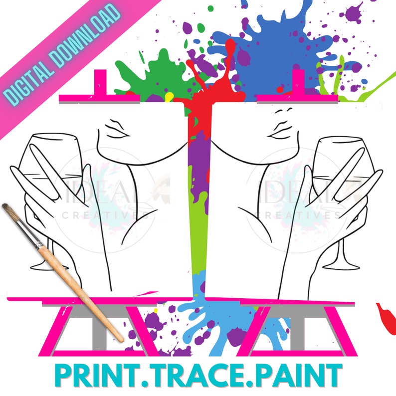 Couple's Sip and Paint Couples Kit lady Wine Etsy