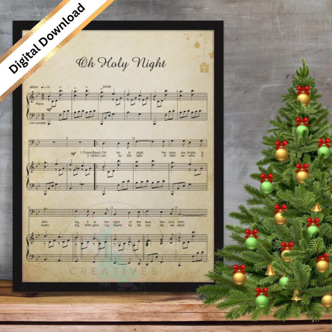 Oh Holy Night Printable Vintage Christmas Hymn Carol Sheet Music WALL