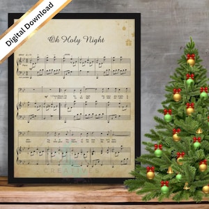 Oh Holy Night Printable Vintage Christmas Hymn Carol Sheet Music WALL DECOR