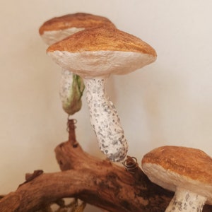 Mushroom Ornaments, Fungus Decoration, Christmas Tree, Fungus Textile Art Sculpture, Vintage-inspired mushroom decoration
