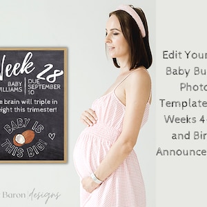 Edit Yourself Baby Bump Photo Template for Girl or Boy