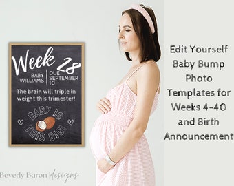 Edit Yourself Baby Bump Photo Template for Girl or Boy