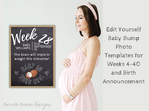 Edit Yourself Baby Bump Photo Template for Girl or Boy