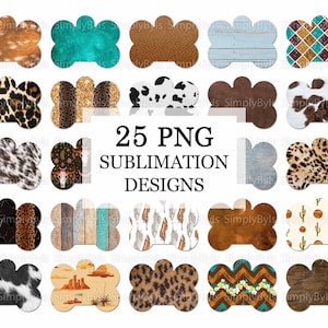 Western Bone Dog Tag Bundle, Cow Print Dog Tags Sublimation, Pet Tag Png Bundle, Bone Dog Tag Designs, Dog Tag Personalized Digital Download