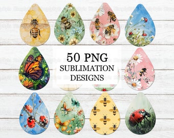 Orecchini primaverili png, sublimazione di orecchini ape, orecchini a farfalla a goccia png, pacchetto orecchini coccinella, orecchini a goccia con fiori selvatici