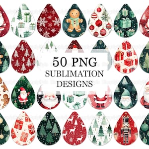 Christmas Earring Sublimation Designs, Christmas Earring Teardrop png, Earrings Graphics Christmas, Earrings Bundle, text png
