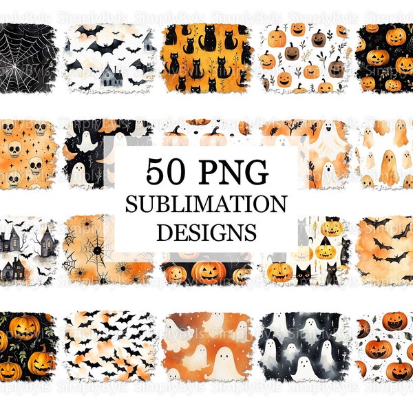 Halloween Sublimation Designs, Halloween Background png, Spooky Sublimation Backgrounds, Halloween Aquarelle Print Designs Téléchargements