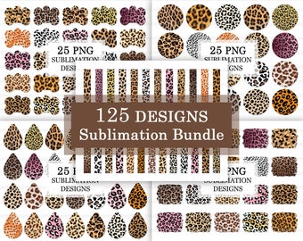 Leopard Sublimation Bundle, Cheetah Pint Sublimation Earring, Animal Print Wristlet Keychain, Leopard Car Coaster png, Leopard Pattern png