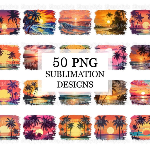Retro Strand Sonnenuntergang Sublimation Designs, Sommer Hintergrund png, Ozean Sublimation Hintergründe, Palmen Druck Designs Downloads