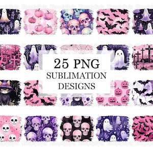 Halloween Sublimation Designs, Spooky Sublimation Backgrounds, Pink Retro Halloween Background png, Halloween Watercolor Designs Downloads