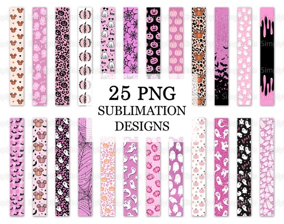 Halloween Key Fob png, Key Fob png Sublimation Design, Pink Cute Halloween Key Fob Graphics, Spooky Keychain Wristlet Sublimation Design