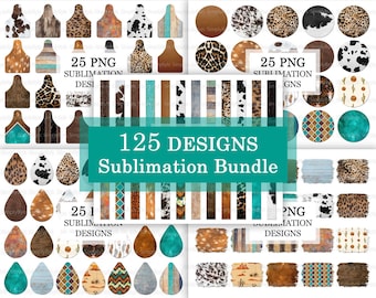 Western Sublimation Bundle, Western Sublimation Earring, Cow Wristlet Keychain, Western Car Coaster png Designs, Cow Tag Sublimation png
