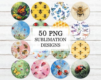 Spring Car Coaster Bundle, Bee Coaster png, Ladybird Car Coaster Design, Butterfly Car Coasters Sublimation, dragonfly Coaster png Design