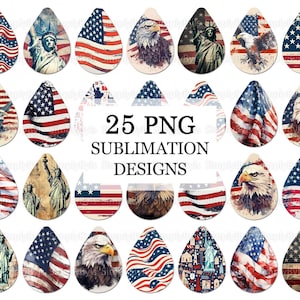 American Flag Earrings Sublimation, USA Earrings Teardrop png, 4th Of July Earrings Designs, American Earrings Bundle, Tear Drop Earrings