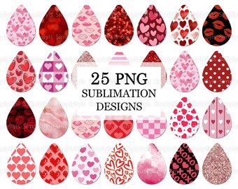 Valentine&#39;s Day Earrings Sublimation, Valentines Day Earrings Teardrop png, Earrings Designs Valentines, Earrings Bundle, Tear Drop Earrings