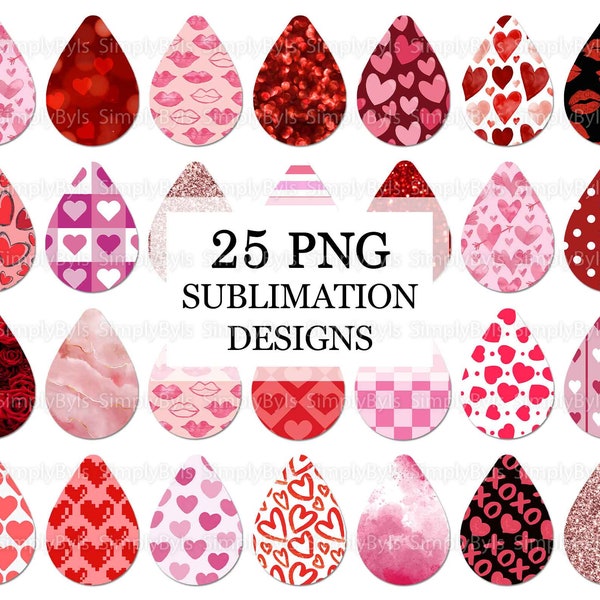 Valentine's Day Earrings Sublimation, Valentines Day Earrings Teardrop png, Earrings Designs Valentines, Earrings Bundle, Tear Drop Earrings