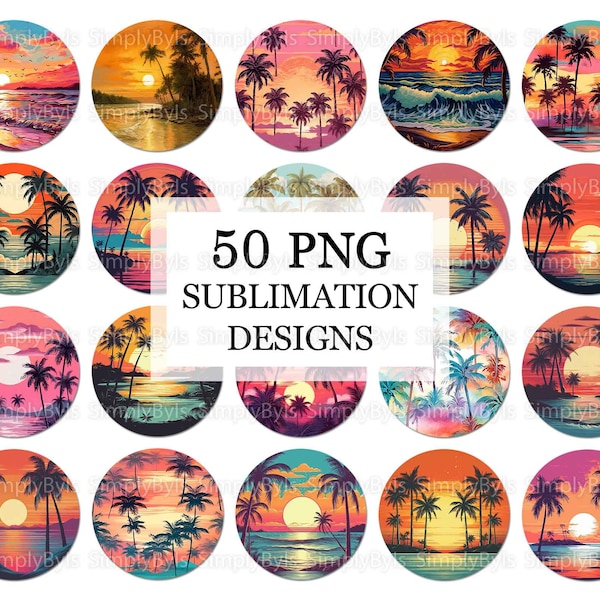 Sunset Beach Car Coaster png, Summer Car Coaster Designs, Retro Car Coasters png, Palm Trees Car Coasters Sublimation, Sublimation Keychain