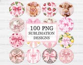 Coquette Car Coaster png, Pink Bow Coaster Bundle, Coquette Coffee Coaster Design, Coquette Round Keychain Designs, Car Coasters Sublimation