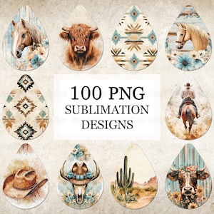 May include: Set of 100 sublimation designs featuring various images of horses, cows, and other western-themed imagery. The designs are in a variety of colors and styles, and are perfect for creating unique and personalized products.
