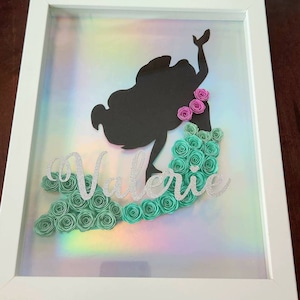 Little Mermaid Shadow Box Ariel Silhouette Floral Shadow Box Little Mermaid Birthday Gift Little Mermaid Nursery Décor Disney Gift