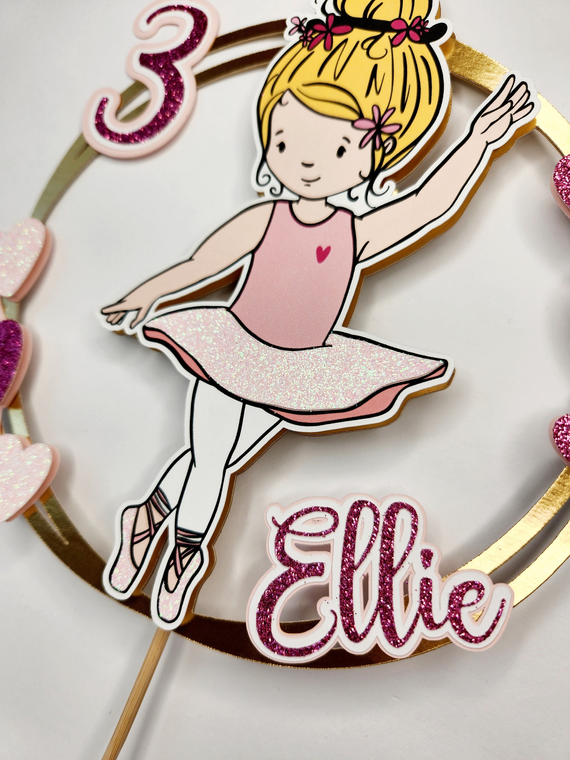 Ballerina Cake Topper Pink Ballet Cake Topper for Dancer Etsy