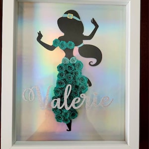 Jasmine Shadow Box Jasmine Silhouette Floral Shadow Box Jasmine Birthday Gift Aladdin Gift Jasmine Nursery Décor Disney Gift