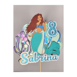 Mermaid Cake Topper Ariel Inspired Cake Topper Under the Sea Personalized Cake Topper Little Mermaid Movie Decor Mermaid Party Decoration