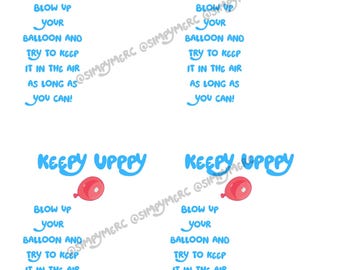 Keepy Uppy Birthday Favor Tag, Toddler Party Game Digital Download