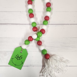 Grinch themed beaded garland | photo prop | christmas decor | grinch lover gift