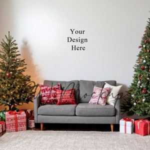 Christmas living room Blank Wall Mockup, Empty Wall Mockup, christmas living room Mockups, Mockup for Digital Art and Farmhouse Mockup
