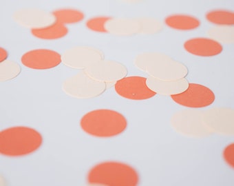 paper confetti dots | papaya and blush | reusable, eco-friendly confetti | simple galentine's party idea | minimal valentine's decorations