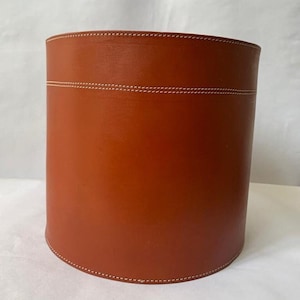 Badri Handmade Genuine Leather Double Stitched Round Leather Basket/Leather Dustbin/Multipurpose Leather Box/Cylindrical Leather Storage Box