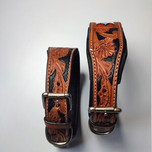 Beaded Hand Tooled Hand Crafted Padded Genuine Leather Dog Collar image 7
