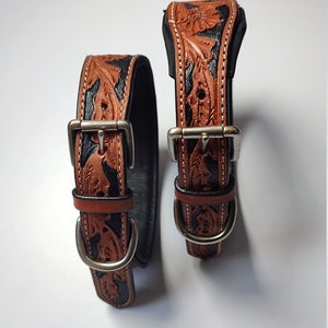Beaded Hand Tooled Hand Crafted Padded Genuine Leather Dog Collar image 6