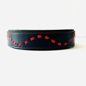 Badri Genuine Leather Blue Red Handmade Dog Collar Western Dog Collar with Buckle Comfortable Large Dog Collar Adjustable Dog/Cat Collar