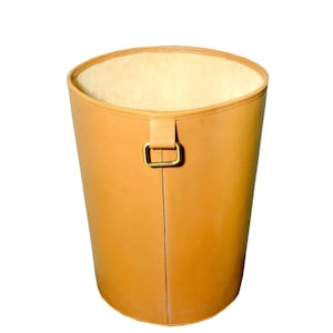 Badri Genuine Leather Brown Handmade Leather Basket With D-Ring Unique Leather Basket Luxury Leather Box For Office/Bedroom Dry Storage Bin