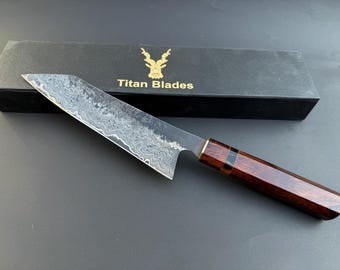 Cuchillo de chef Gyuto hecho a mano: acero con alto contenido de carbono, mango de palisandro